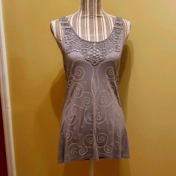 𝅺GRAY/SILVER Kenar tank top. Small - Picture 1 of 9